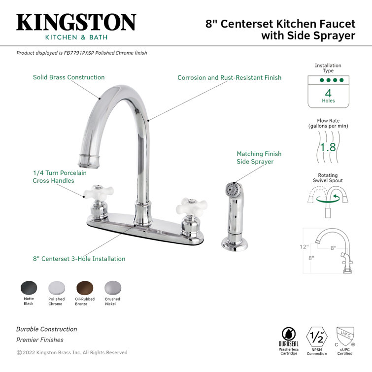 Victorian Touch Double Handle Kitchen Faucet with With Accessories